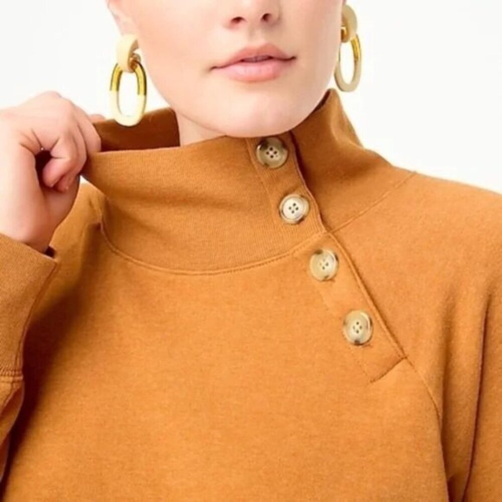 J. Crew Wide Button Collar Pullover Sweatshirt Xs - image 2